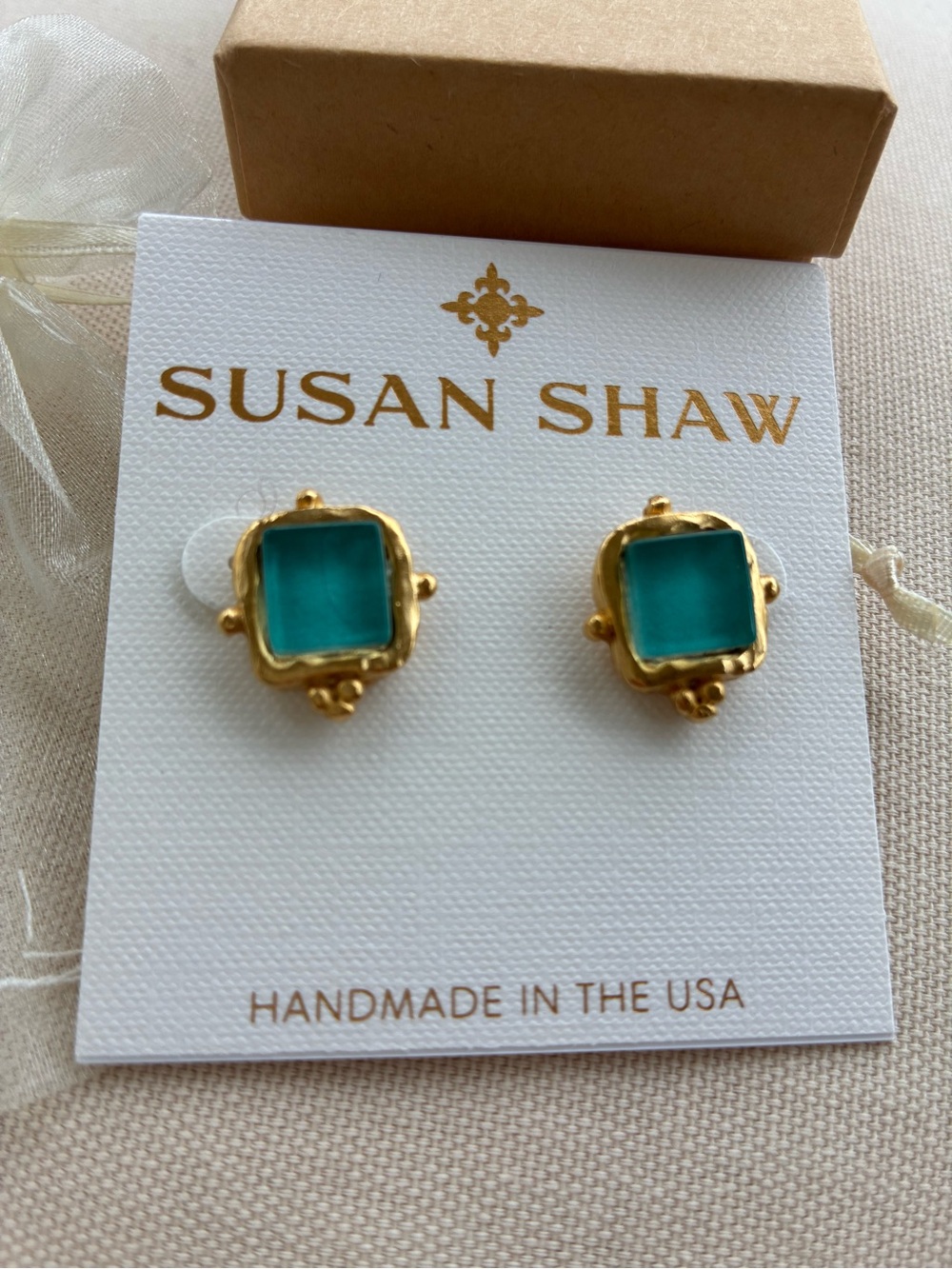 Susan Shaw Charlotte Stud Earrings - Rivera Blue